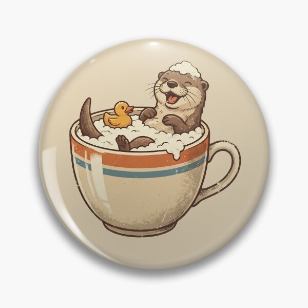 Item preview, Happy Otter Coffee Bath: Funny Cup & Rubber Duck Art designed and sold by MalisoStickers.