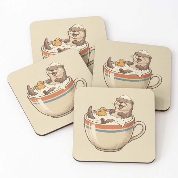 Item preview, Happy Otter Coffee Bath: Funny Cup & Rubber Duck Art designed and sold by MalisoStickers.
