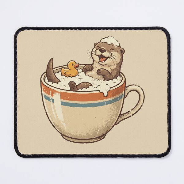 Item preview, Happy Otter Coffee Bath: Funny Cup & Rubber Duck Art designed and sold by MalisoStickers.
