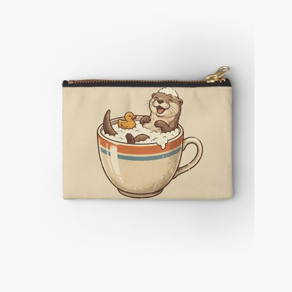 Item preview, Happy Otter Coffee Bath: Funny Cup & Rubber Duck Art designed and sold by MalisoStickers.