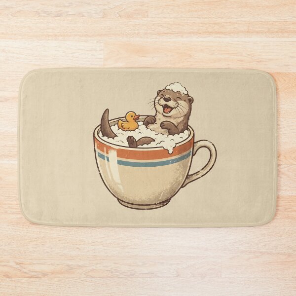 Item preview, Happy Otter Coffee Bath: Funny Cup & Rubber Duck Art designed and sold by MalisoStickers.