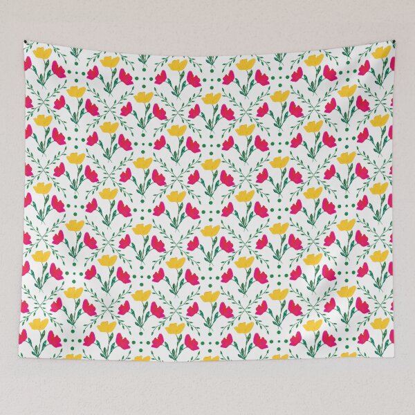 Item preview, White version of Vibrant spring pattern with tulips  designed and sold by studiodrchicken.