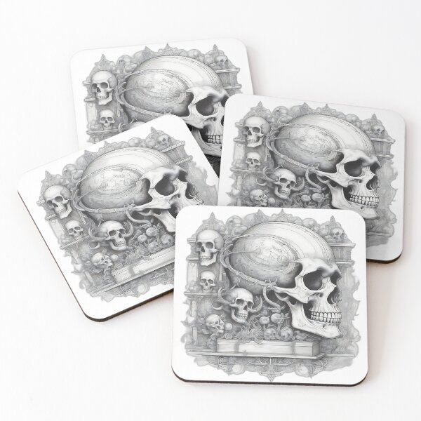 Item preview, Gothic Skull Mechanical Orrery - Dark Surrealism Etching designed and sold by DarkOriginArts.