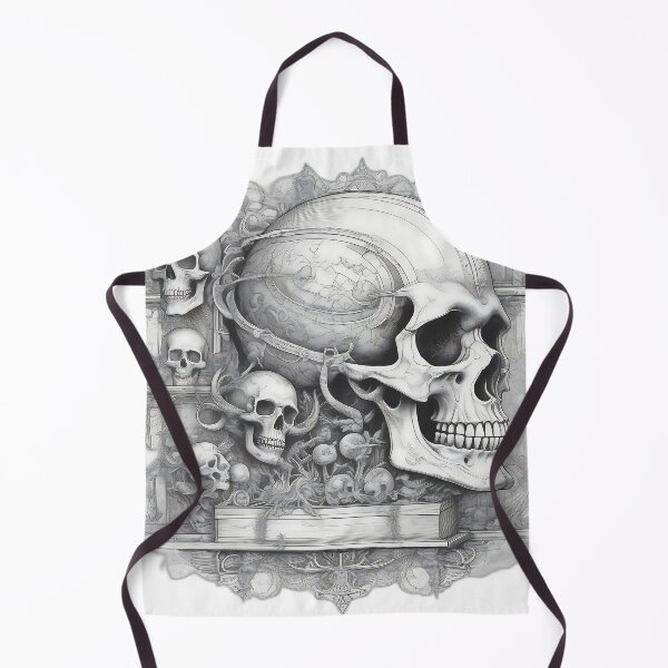 Item preview, Gothic Skull Mechanical Orrery - Dark Surrealism Etching designed and sold by DarkOriginArts.