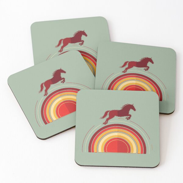 Item preview, Retro Rainbow Horse Jumping Vintage Equestrian Style designed and sold by ArtdesignsA.