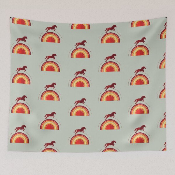 Item preview, Retro Rainbow Horse Jumping Vintage Equestrian Style designed and sold by ArtdesignsA.