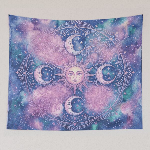 Artikelvorschau, Himmlisches Sonnen- und Mond-Mandala-Galaxienebel entworfen und verkauft von NdesignTrend.