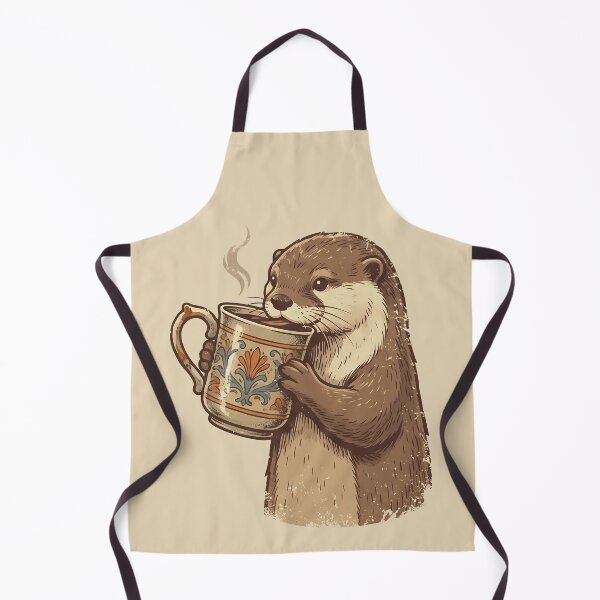 Item preview, Otter Drinking Coffee: Vintage Mug Floral Illustration designed and sold by MalisoStickers.