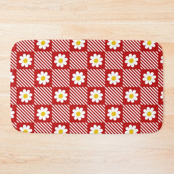 Item preview, Checkered red pattern with chamomile flowers designed and sold by CHERRY--SHOP.