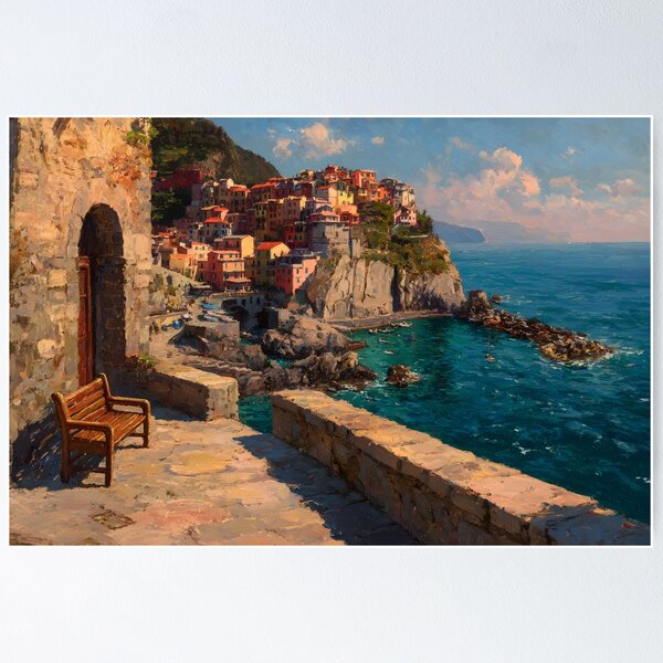 Item preview, Manarola Cinque Terre Italy Coastal Village Ligurian Sea Colorful Cliffside designed and sold by daila70.