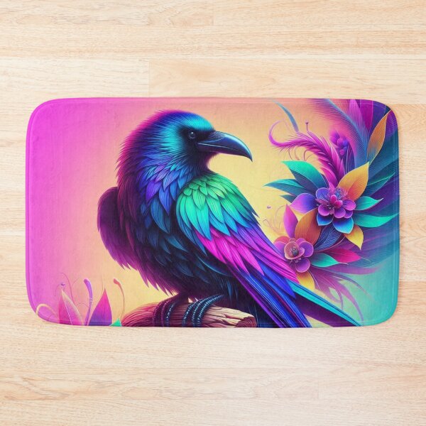 Item preview, "Neon Raven – Vibrant Fantasy Bird Art"   designed and sold by Dogandesighn.