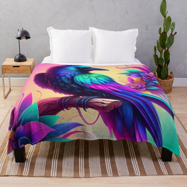 Item preview, "Neon Raven – Vibrant Fantasy Bird Art"   designed and sold by Dogandesighn.