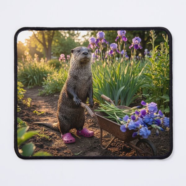 Item preview, Flower Gardening Otter Gathers Irises designed and sold by Tridentulus.