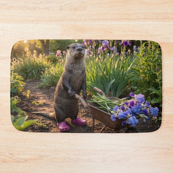Item preview, Flower Gardening Otter Gathers Irises designed and sold by Tridentulus.