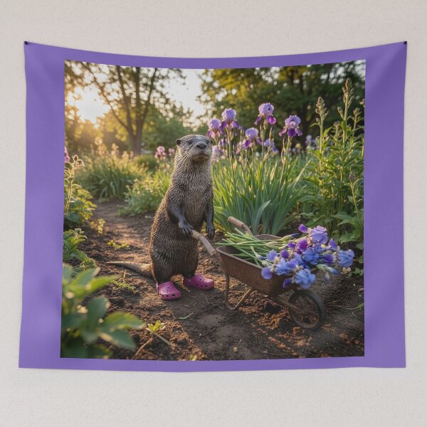 Item preview, Flower Gardening Otter Gathers Irises designed and sold by Tridentulus.