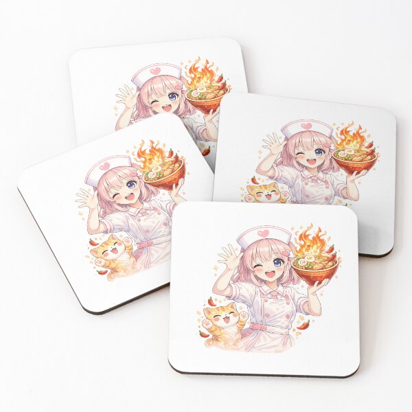 Item preview, Yummy Strong Anime Nurse Loves Spicy Ramen Cat Funny Motivational Cute Kawaii Nurse Gift designed and sold by Im-Ara.