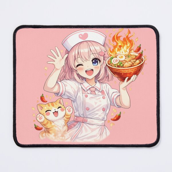 Item preview, Yummy Strong Anime Nurse Loves Spicy Ramen Cat Funny Motivational Cute Kawaii Nurse Gift designed and sold by Im-Ara.