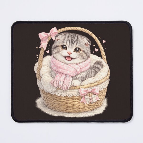 Item preview, Sweet Kawaii Scottish Fold Kitten in Basket designed and sold by NN2sister.