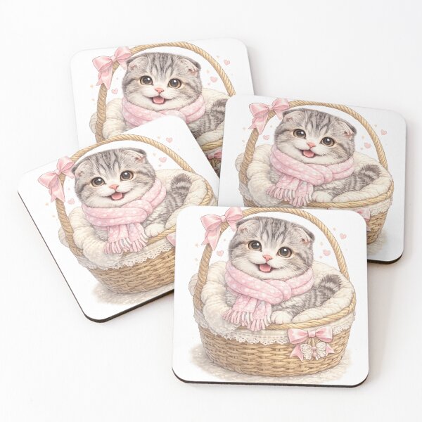 Item preview, Sweet Kawaii Scottish Fold Kitten in Basket designed and sold by NN2sister.