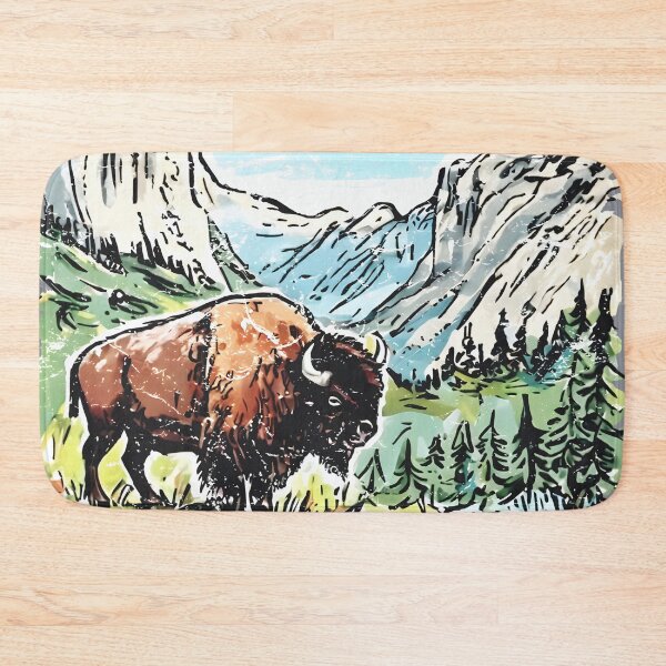 Item preview, Yosemite National Park California Retro Cute Landscape Bison designed and sold by HowToCanadian.