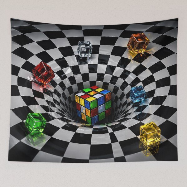 Item preview, Retro Puzzle Cube Optical Illusion Vortex Design designed and sold by artistwill.