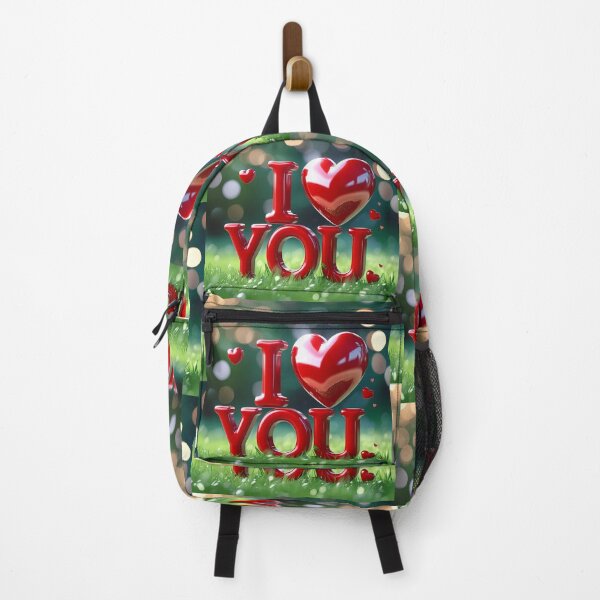 Item preview, Red Glossy 3D I Love You Text With Shiny Heart On Green Grass Background designed and sold by Dreamy Armine Art.