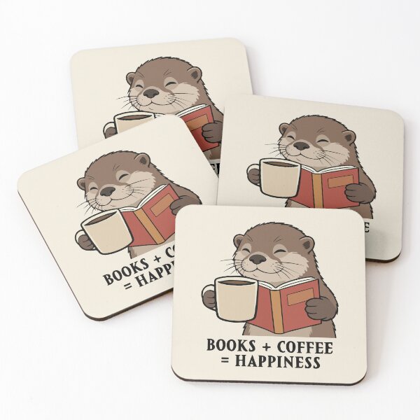 Item preview, Books Coffee Happiness: Cute Otter Reader Art designed and sold by MalisoStickers.