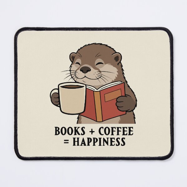 Item preview, Books Coffee Happiness: Cute Otter Reader Art designed and sold by MalisoStickers.