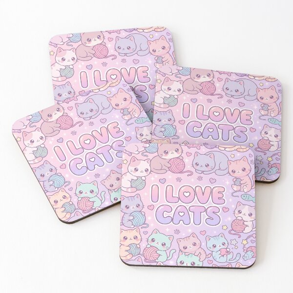 Item preview, I Love Cats Kawaii Pattern designed and sold by Itsheartshop.