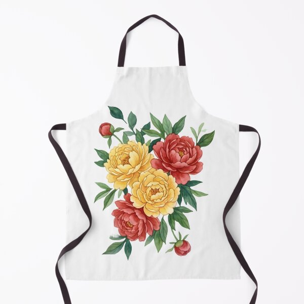 Item preview, Vibrant Watercolor Peony Bouquet – Hand-Painted Red and Yellow Summer Florals designed and sold by VibranPalette.