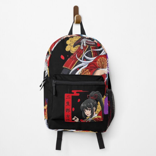 Item preview, White-Haired Oni Demon Lord with Glowing Sword - Red Kimono Anime designed and sold by Radhestore.
