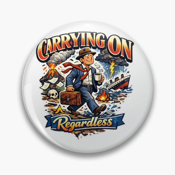 Item preview, Carrying On Regardless Funny Vintage Illustration – British Humour Resilience Design designed and sold by GarnerSupplyCo.
