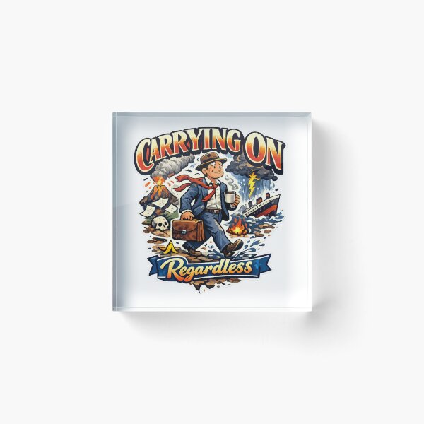 Item preview, Carrying On Regardless Funny Vintage Illustration – British Humour Resilience Design designed and sold by GarnerSupplyCo.