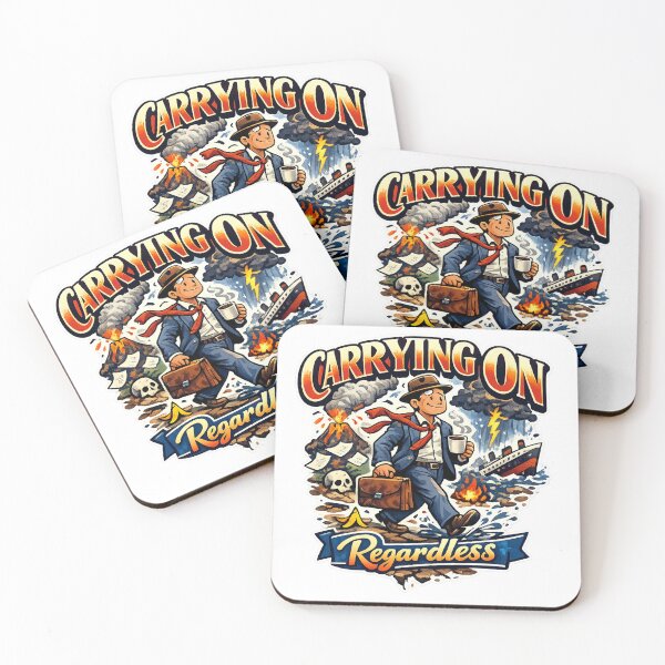 Item preview, Carrying On Regardless Funny Vintage Illustration – British Humour Resilience Design designed and sold by GarnerSupplyCo.