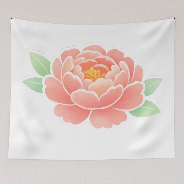 Item preview, Blooming Peony Flower with Leaves Soft Coral Pink Botanical Floral designed and sold by Owcomm.