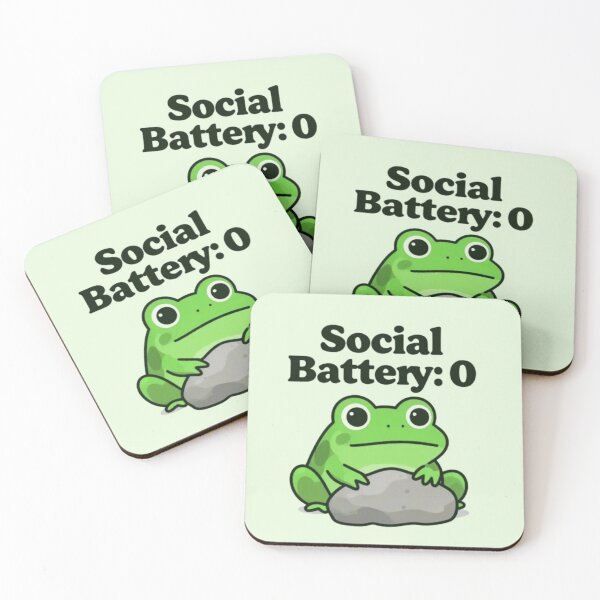 Item preview, "Social Battery 0 – Funny Frog Design"   designed and sold by Dogandesighn.
