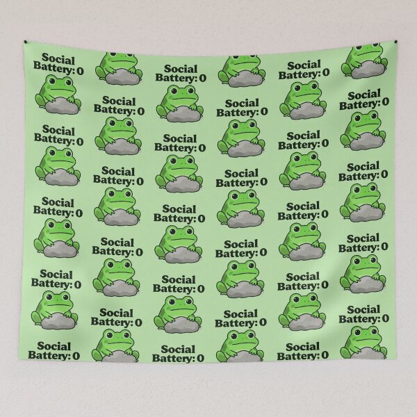 Item preview, "Social Battery 0 – Funny Frog Design"   designed and sold by Dogandesighn.