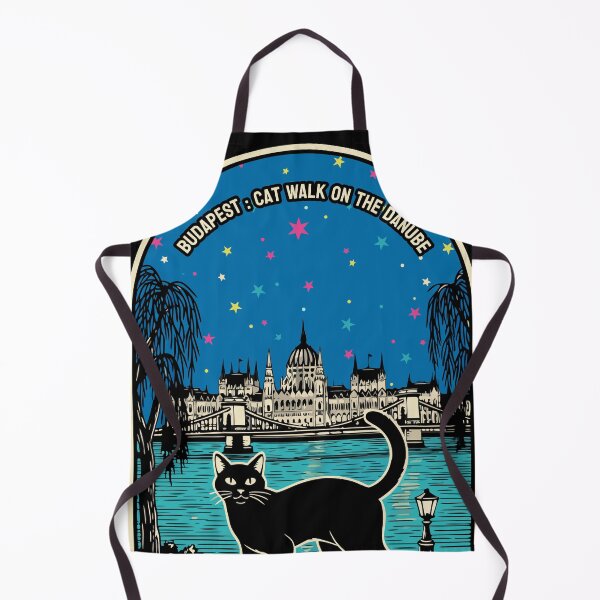 Item preview, "Budapest: Cat-Walk On The Danube" Neon Retro Travel Poster designed and sold by Cipher & Soul.