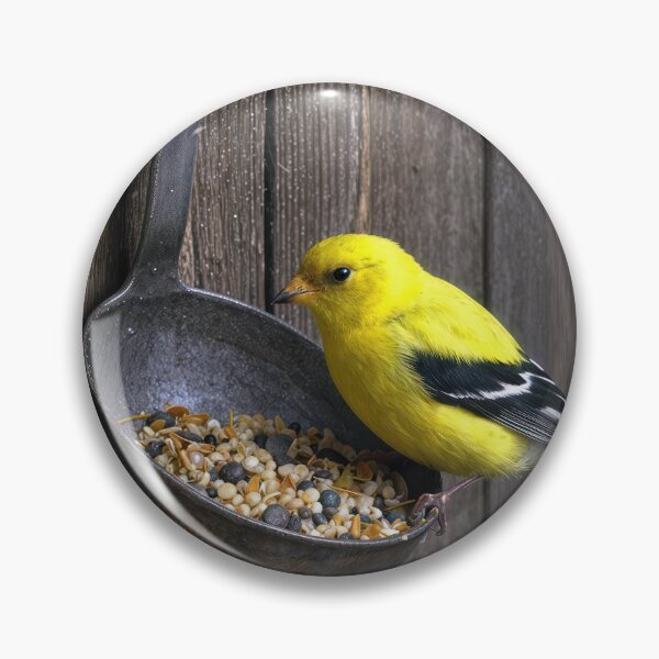 Item preview, Yellow Finch with Birdseed in Old Ladle designed and sold by Maria Dryfhout.