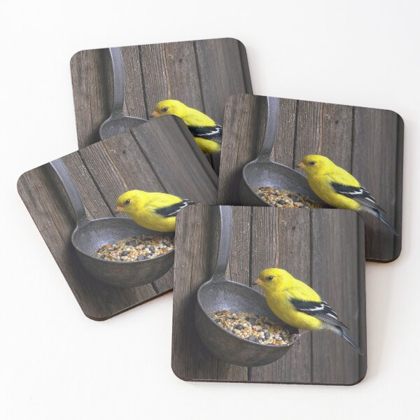Item preview, Yellow Finch with Birdseed in Old Ladle designed and sold by Maria Dryfhout.