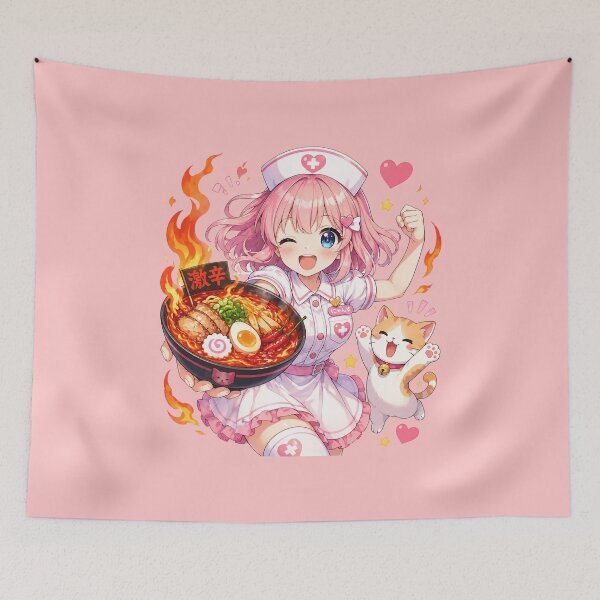 Item preview, Cat Lover Funny Motivational Kawaii Strong Anime Nurse Eating Spicy Ramen Gift designed and sold by Im-Ara.