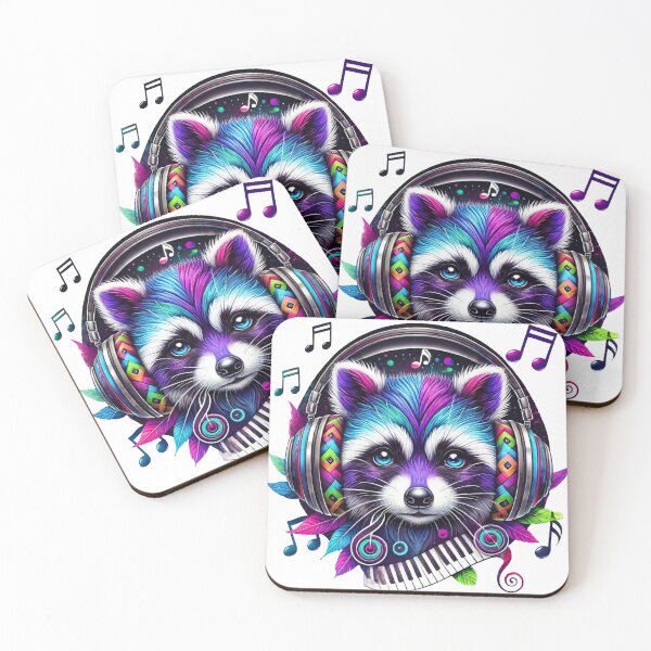 Item preview, Raccoon Listening To Music Art designed and sold by InkNovaLab.