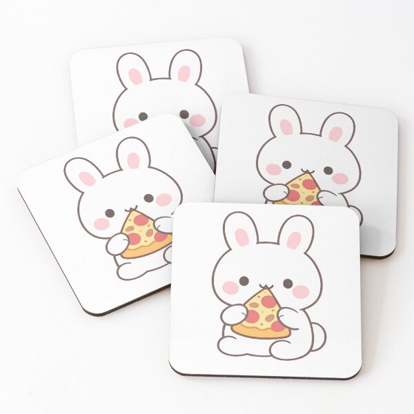 Item preview, Cute Bunny Eating Pizza Kawaii White Rabbit designed and sold by Owcomm.