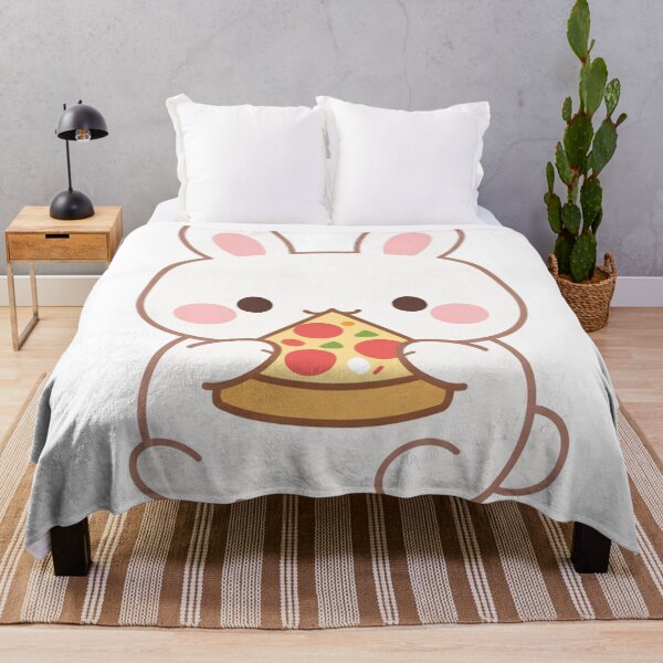 Artikelvorschau, Niedliches Kawaii-Häschen isst Pizzastück – bezauberndes weißes Kaninchen entworfen und verkauft von Owcomm.