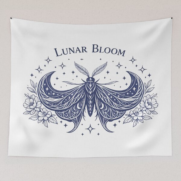 Item preview, Lunar Bloom Moth – Celestial Floral Night designed and sold by SidTastic .