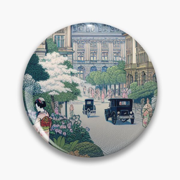 Item preview, Edo Ukiyo-e Wiesbaden Art Print | Kurhaus & Cherry Blossoms designed and sold by Vandy Fullam.