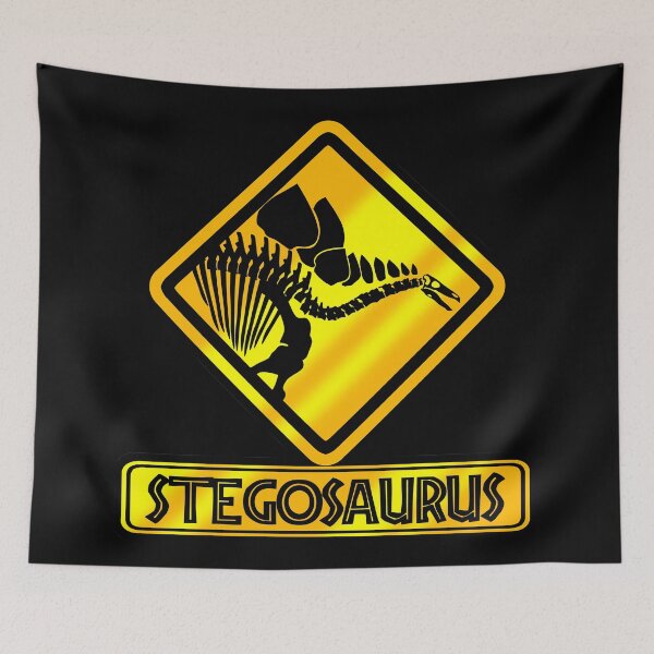 Item preview, Stegosaurus Crossing Sign – Dinosaur Skeleton Road Sign | Prehistoric Warning Design designed and sold by Grimtech Workshop.