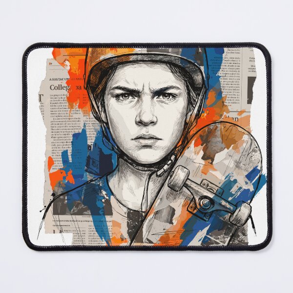 Item preview, Determined Skater with Helmet Collage Art designed and sold by Honu2025.