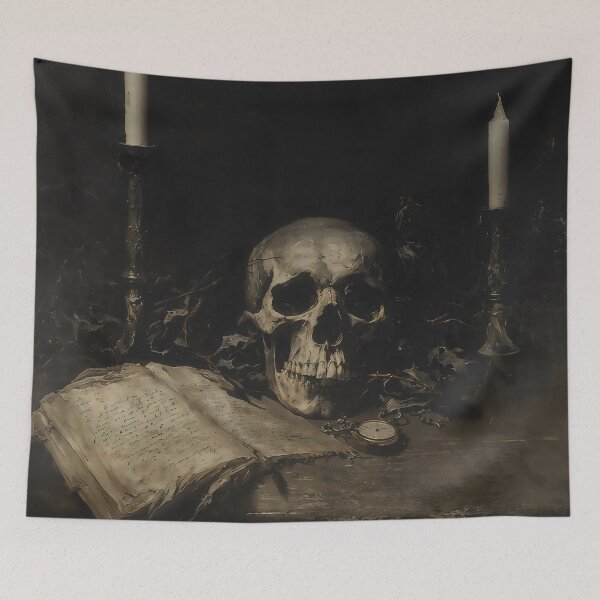 Item preview, Memento Mori Skull And Open Book Art designed and sold by DarkHolyQueen.
