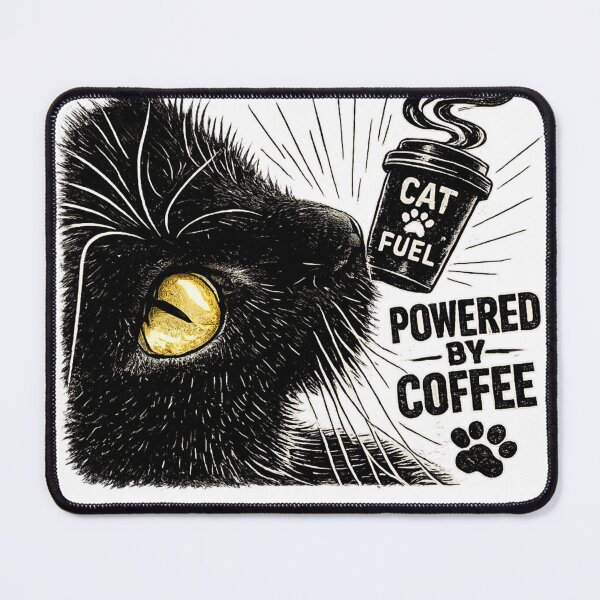 Item preview, Powered By Coffee – Black Cat Vintage Graphic Design designed and sold by IrynaLineArt.